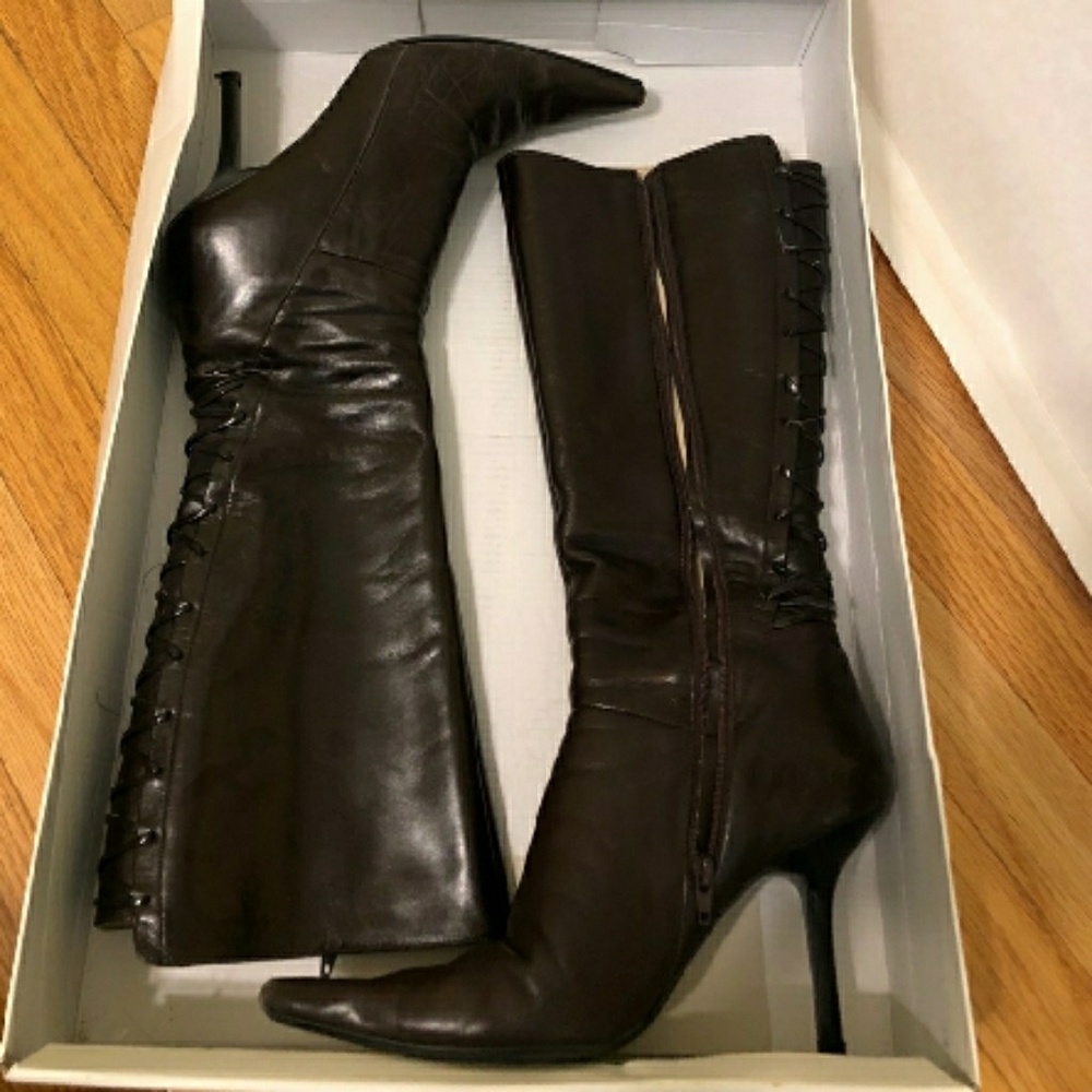 SALE💥Brown leather lace up boots